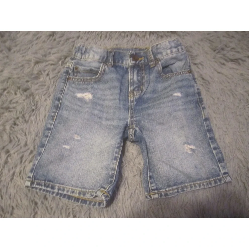 Children's Place Jean Shorts 7 Blue Denim Distressed Adjustable Waist
